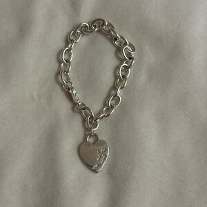 Nine West Silver Heart Charm Bracelet